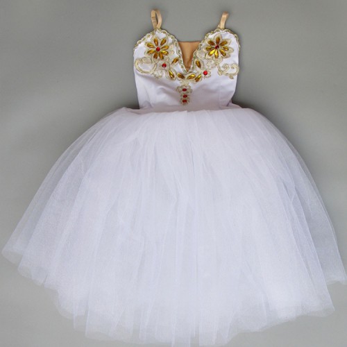 White ballet dress for girls kids children modern dance long length tutu skirts drama stage performance cosplay dresses